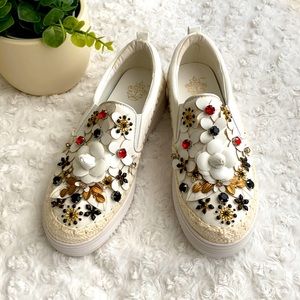 Embellished Espadrille White Sneaker Sz 8.5